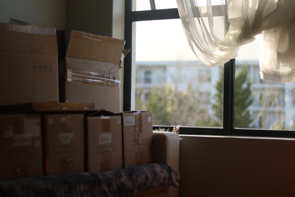 Boxes packed and ready for moving
