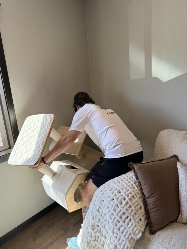 Corbin working in a clients home